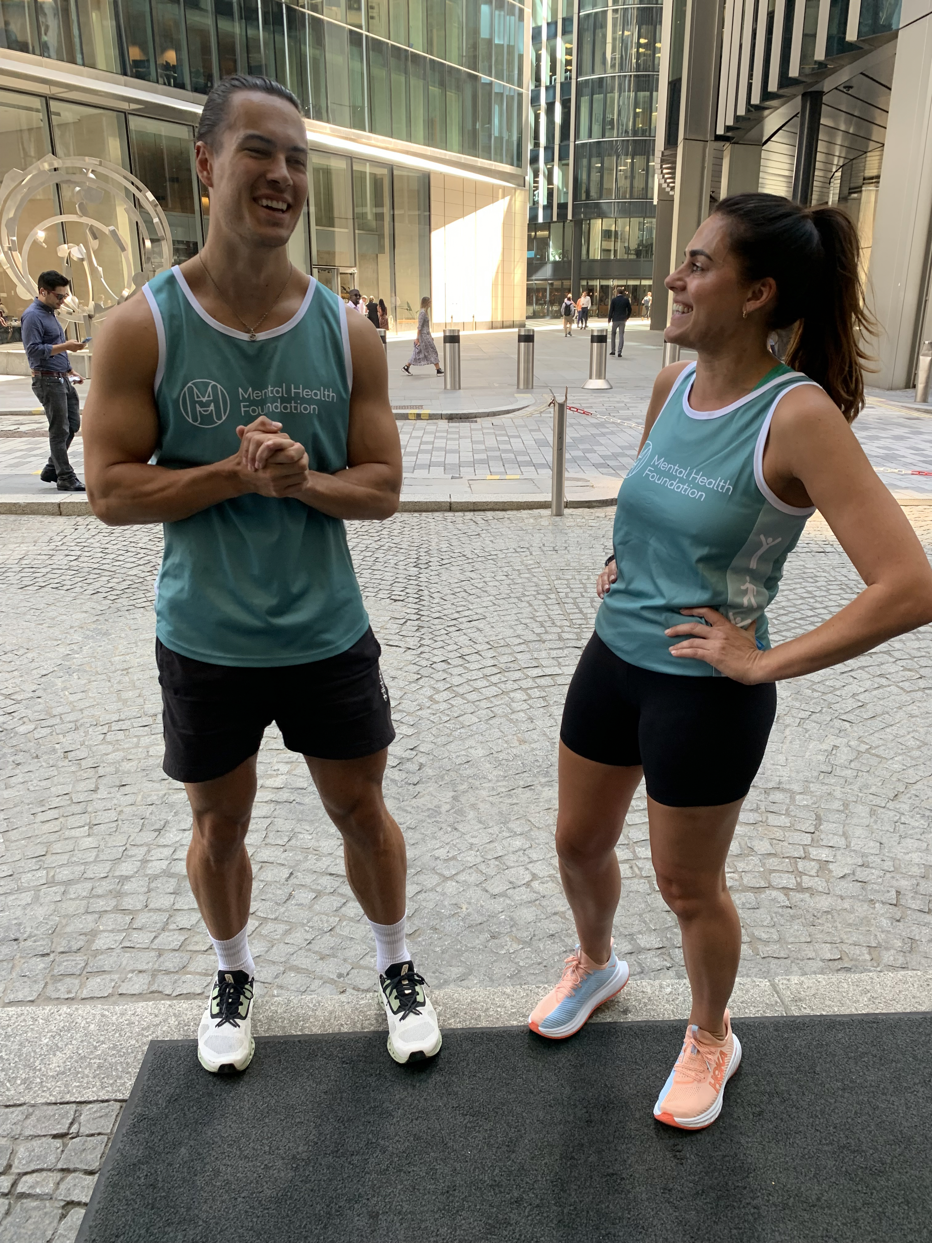 Annie and Max outside the Lloyd's building