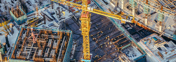 Aerial view of a construction site