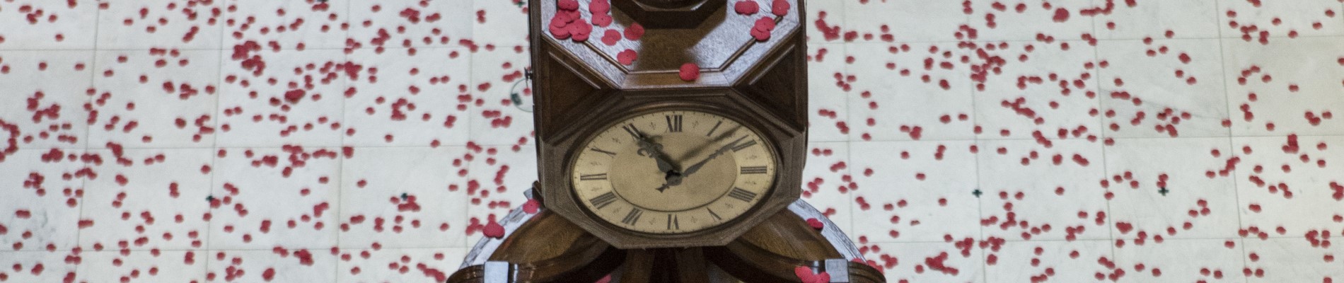 Remembrance poppies on the underwriting room floor