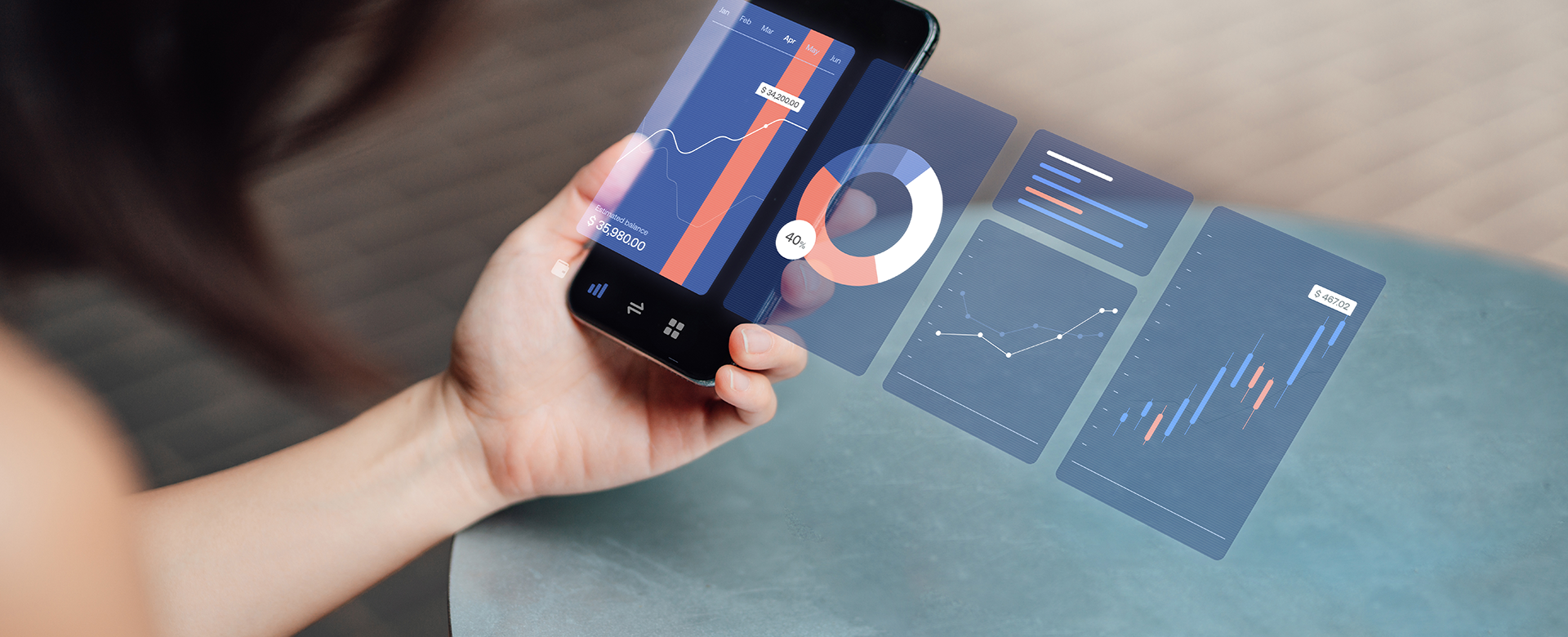 A person accessing data on their mobile phone
