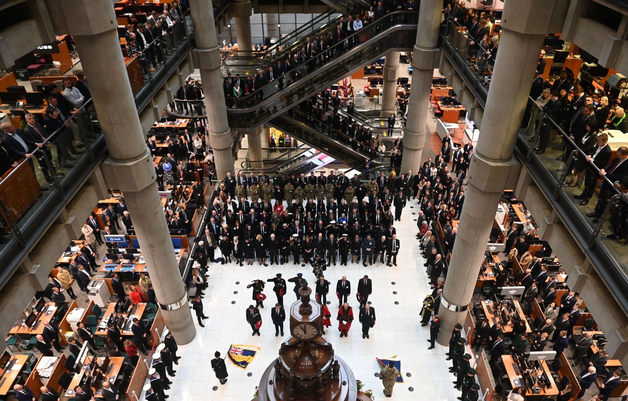 Remembrance Day ceremony in the Lloyd's building