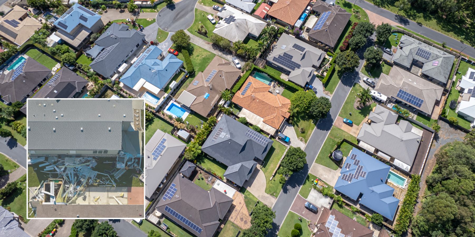 Aerial view of cyclone damage