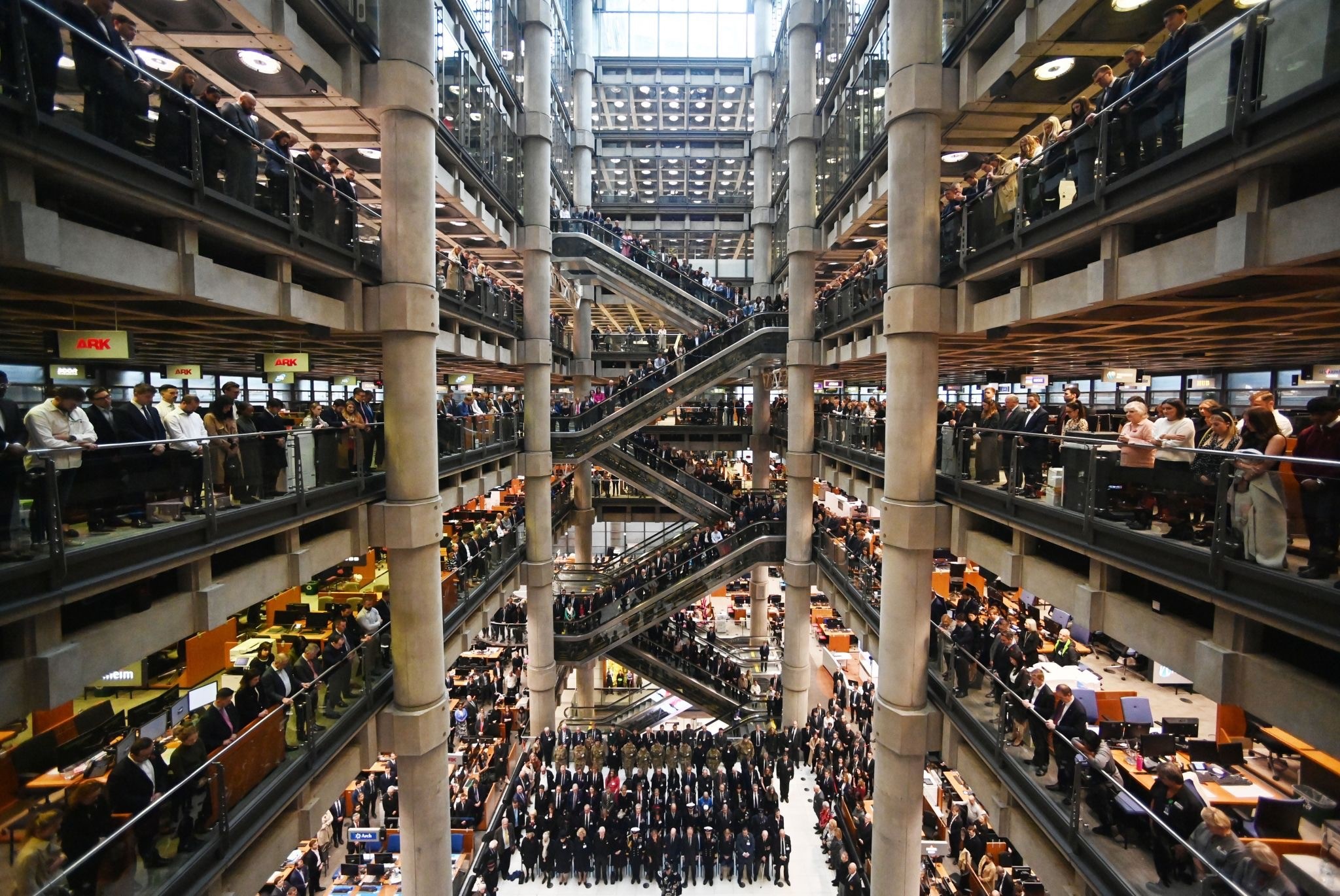Remembrance Day ceremony in the Lloyd's building