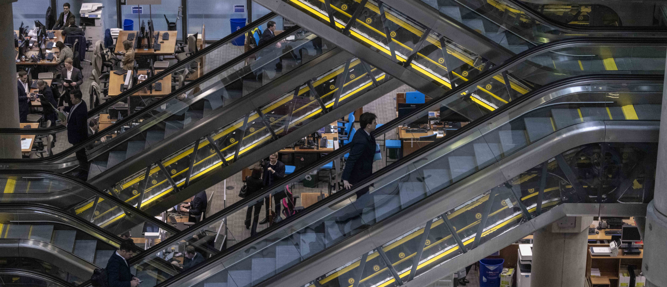 The escalators in the Lloyd's Underwriting Room