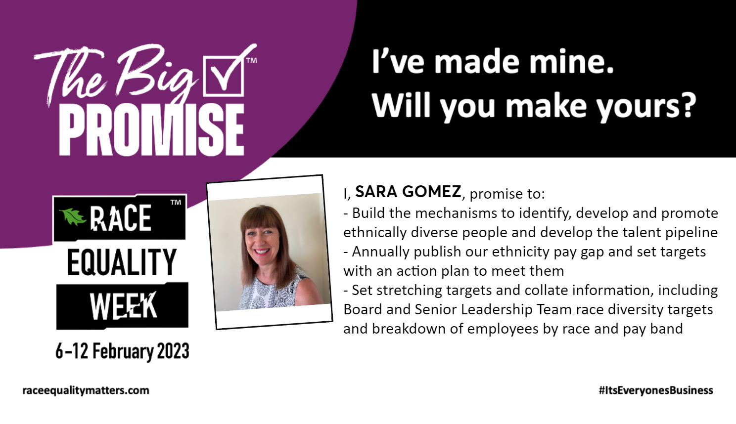 Sara Gomez's big promise postcard