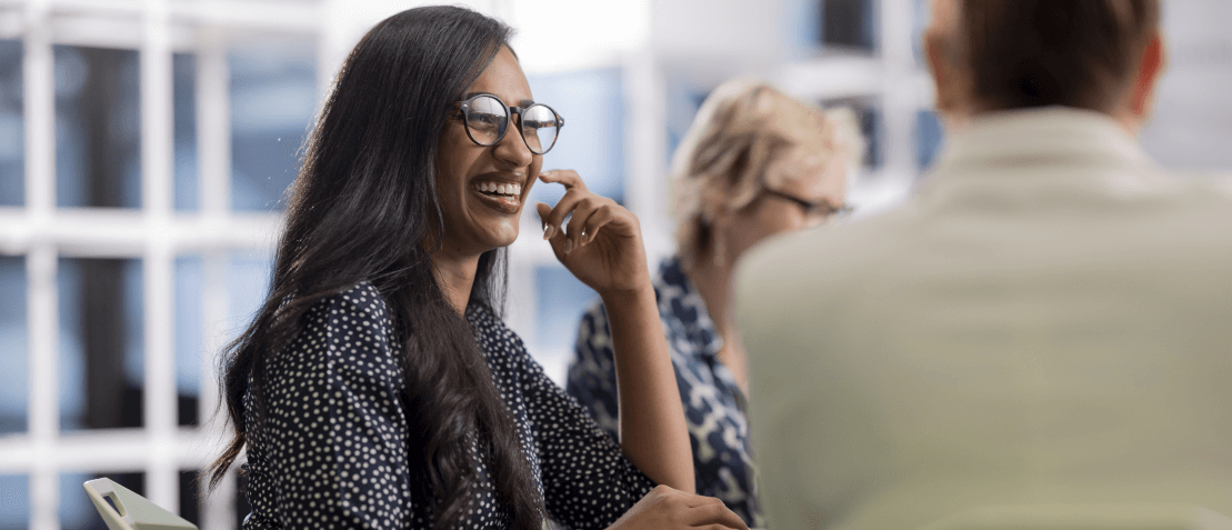 Lloyd's employee laughing