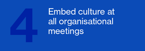 Embed culture at all organizational meetings