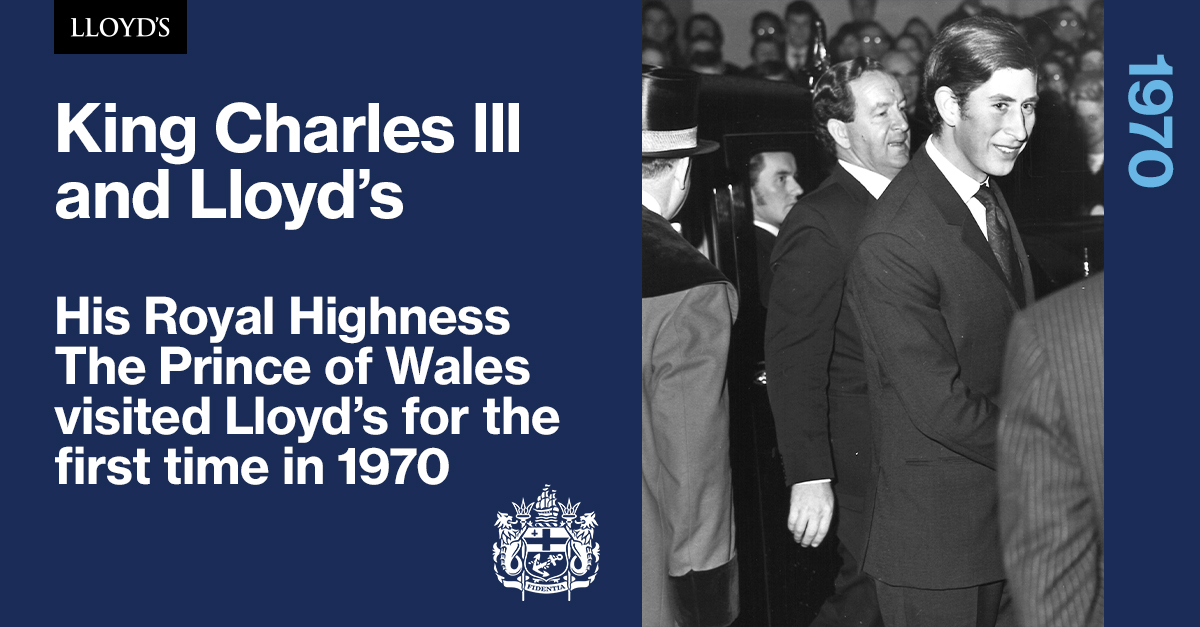King Charles III visiting Lloyd's in the 1970s