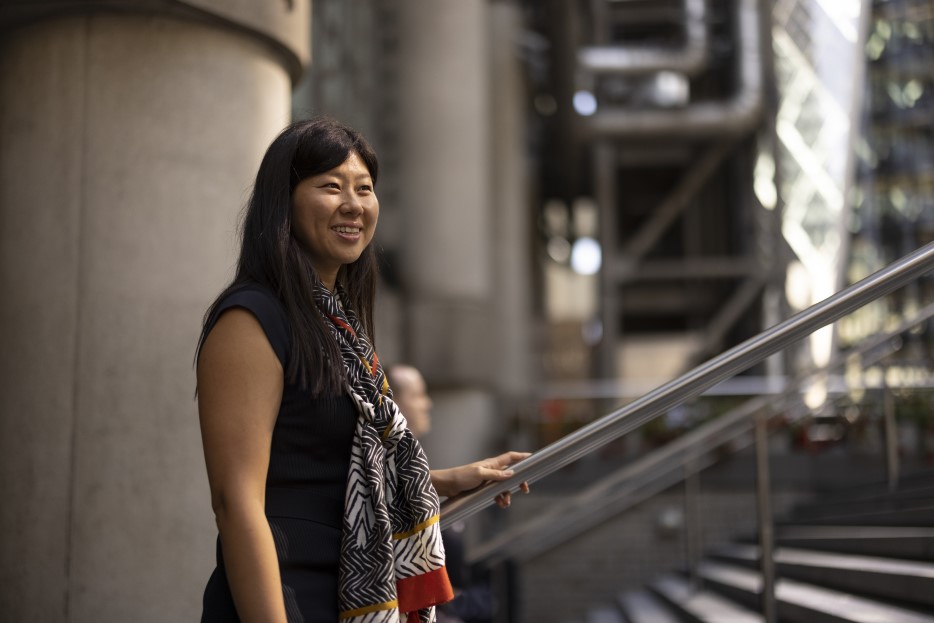 A Lloyd's colleague outside the Lloyd's building